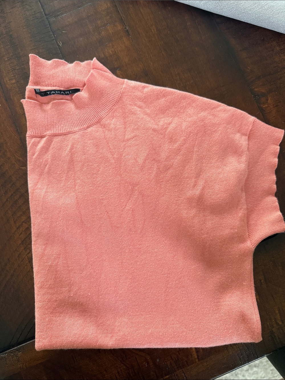 Tahari Coral Short Sleeve Knit Mock Neck Top